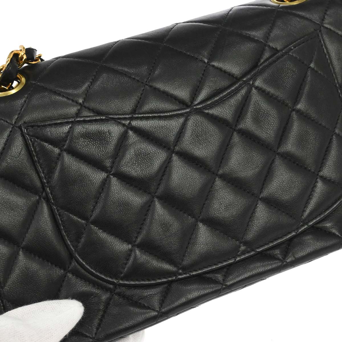 Chanel Black Lambskin Small Classic Double Flap Shoulder Bag
