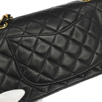 Chanel Black Lambskin Small Classic Double Flap Shoulder Bag
