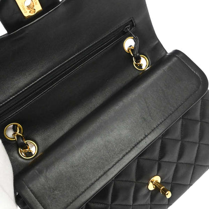 Chanel Black Lambskin Small Classic Double Flap Shoulder Bag