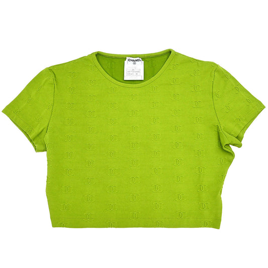 Chanel 1997 Cropped T-shirt Top Green #38