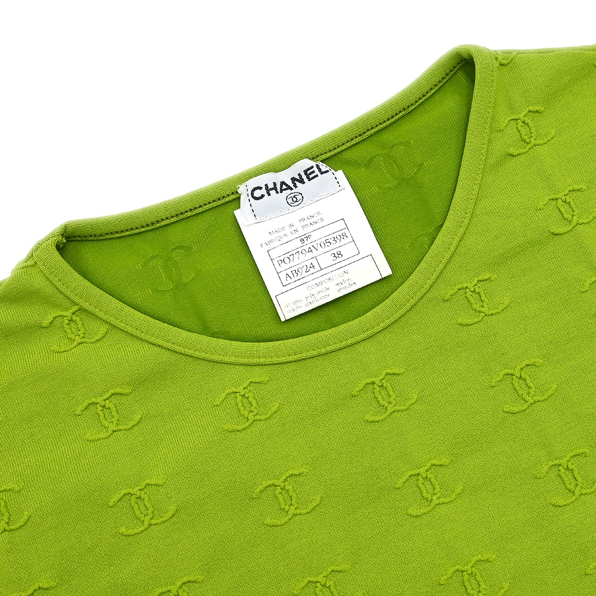 Chanel 1997 Cropped T-shirt Top Green #38