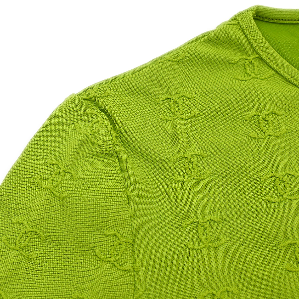 Chanel 1997 Cropped T-shirt Top Green #38