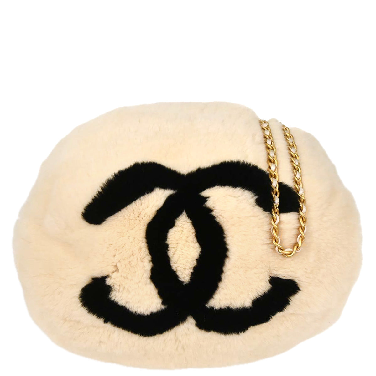 Chanel Ivory Lapin Fur Hand Warmer Shoulder Bag