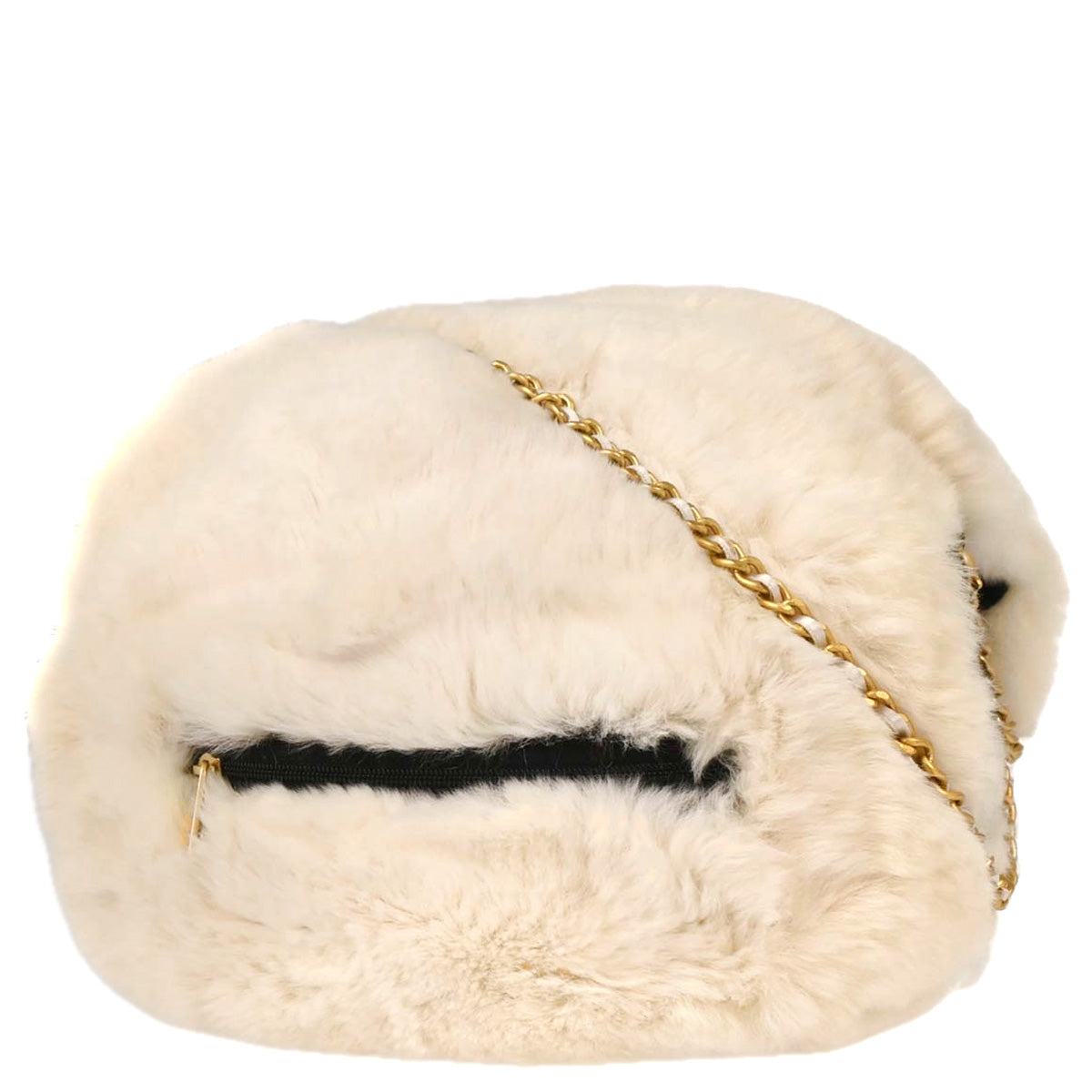 Chanel Ivory Lapin Fur Hand Warmer Shoulder Bag