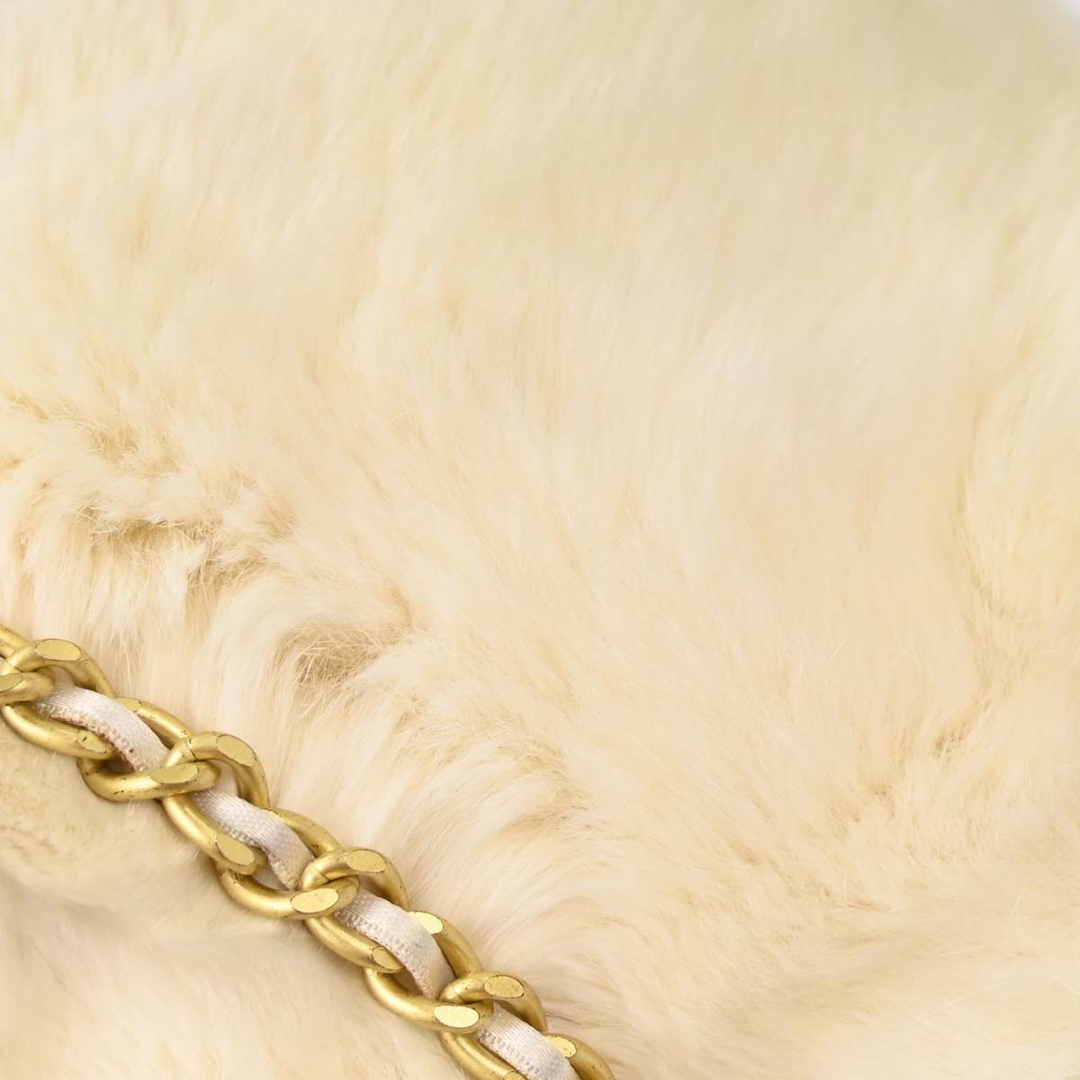 Chanel Ivory Lapin Fur Hand Warmer Shoulder Bag
