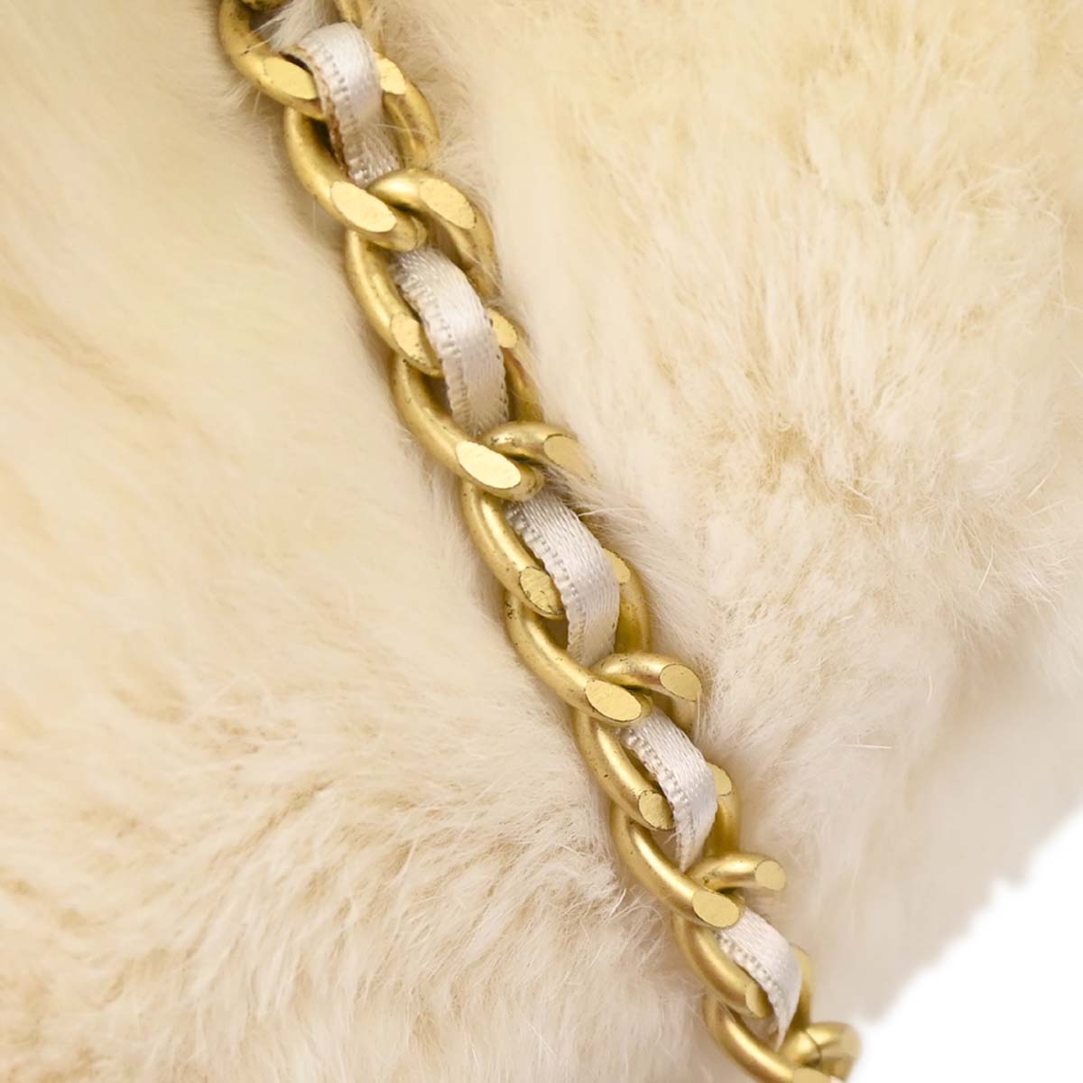 Chanel Ivory Lapin Fur Hand Warmer Shoulder Bag