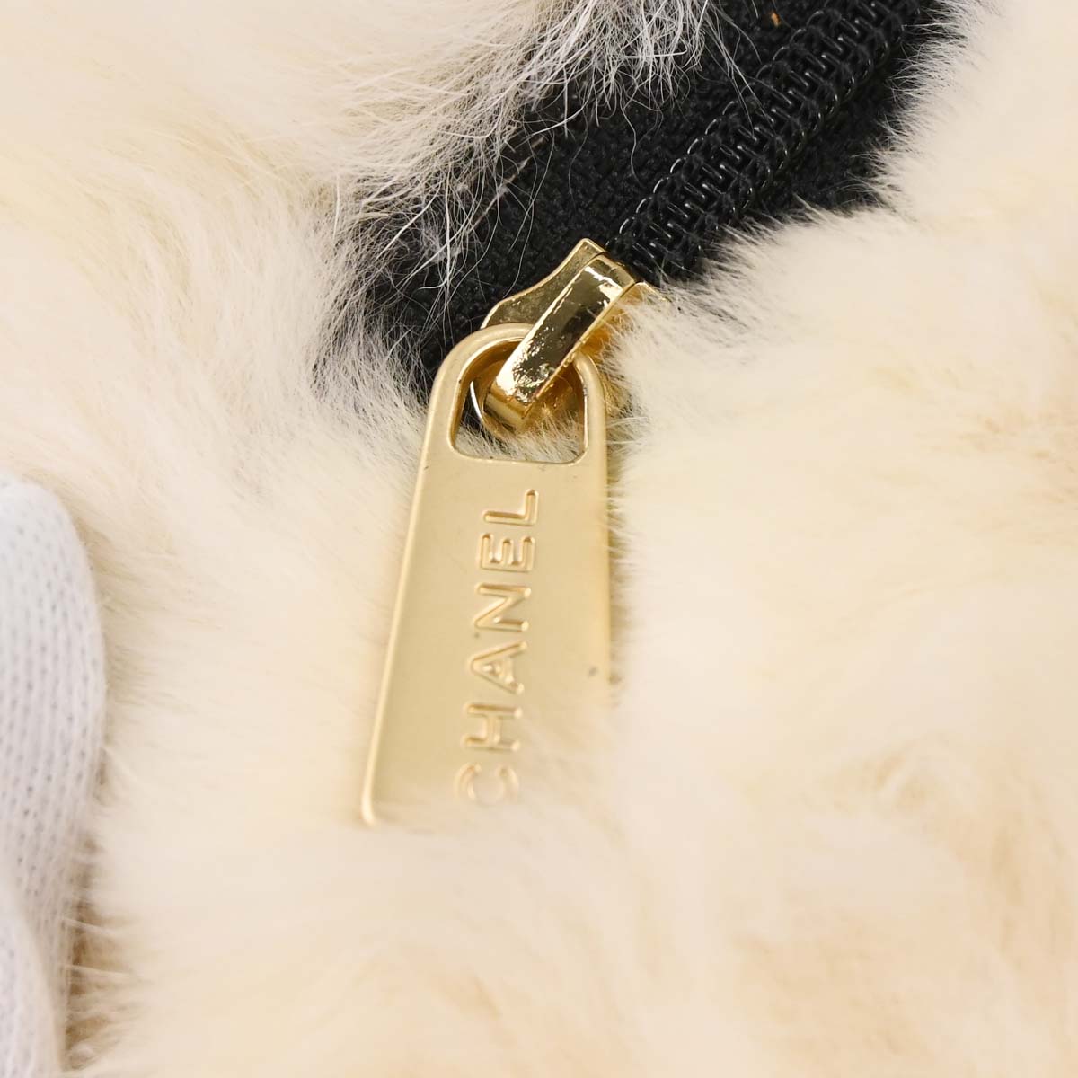 Chanel Ivory Lapin Fur Hand Warmer Shoulder Bag