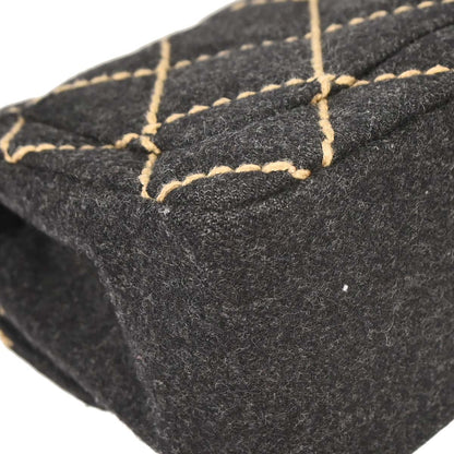 Chanel Gray Wool Mini Classic Square Flap Shoulder Bag