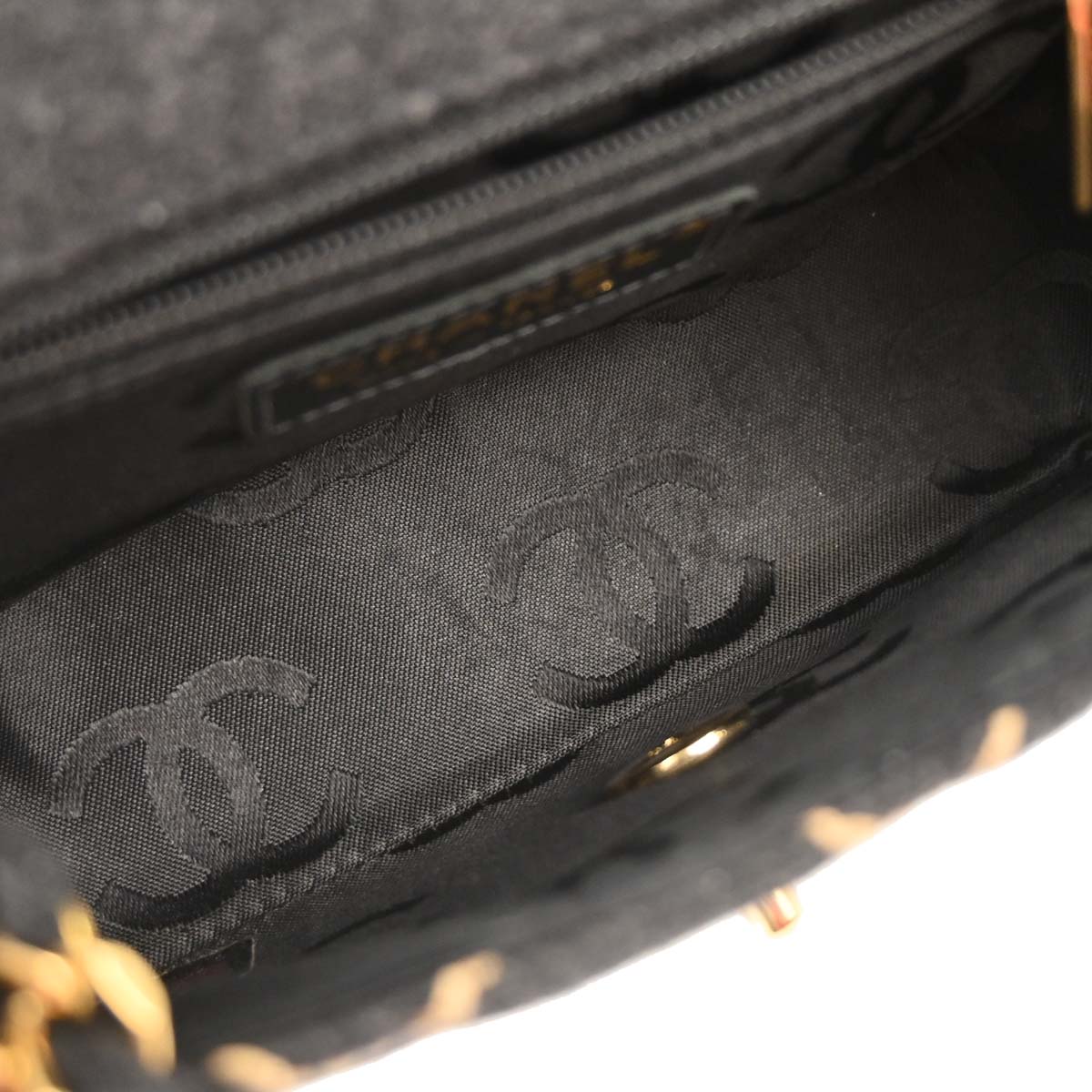 Chanel Gray Wool Mini Classic Square Flap Shoulder Bag