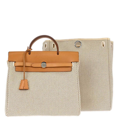 Hermes Natural Toile GM Herbag a Dos 2 in 1 Backpack