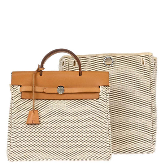 Hermes Natural Toile GM Herbag a Dos 2 in 1 Backpack