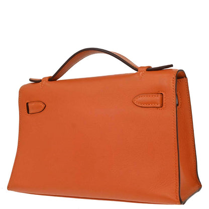 Hermes Orange Swift Kelly Pochette Handbag