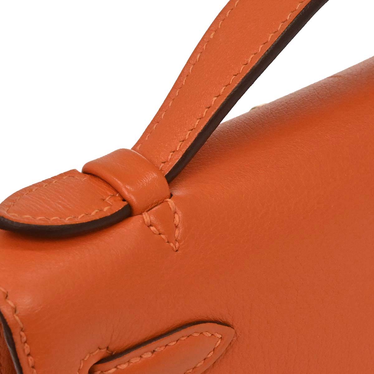 Hermes Orange Swift Kelly Pochette Handbag