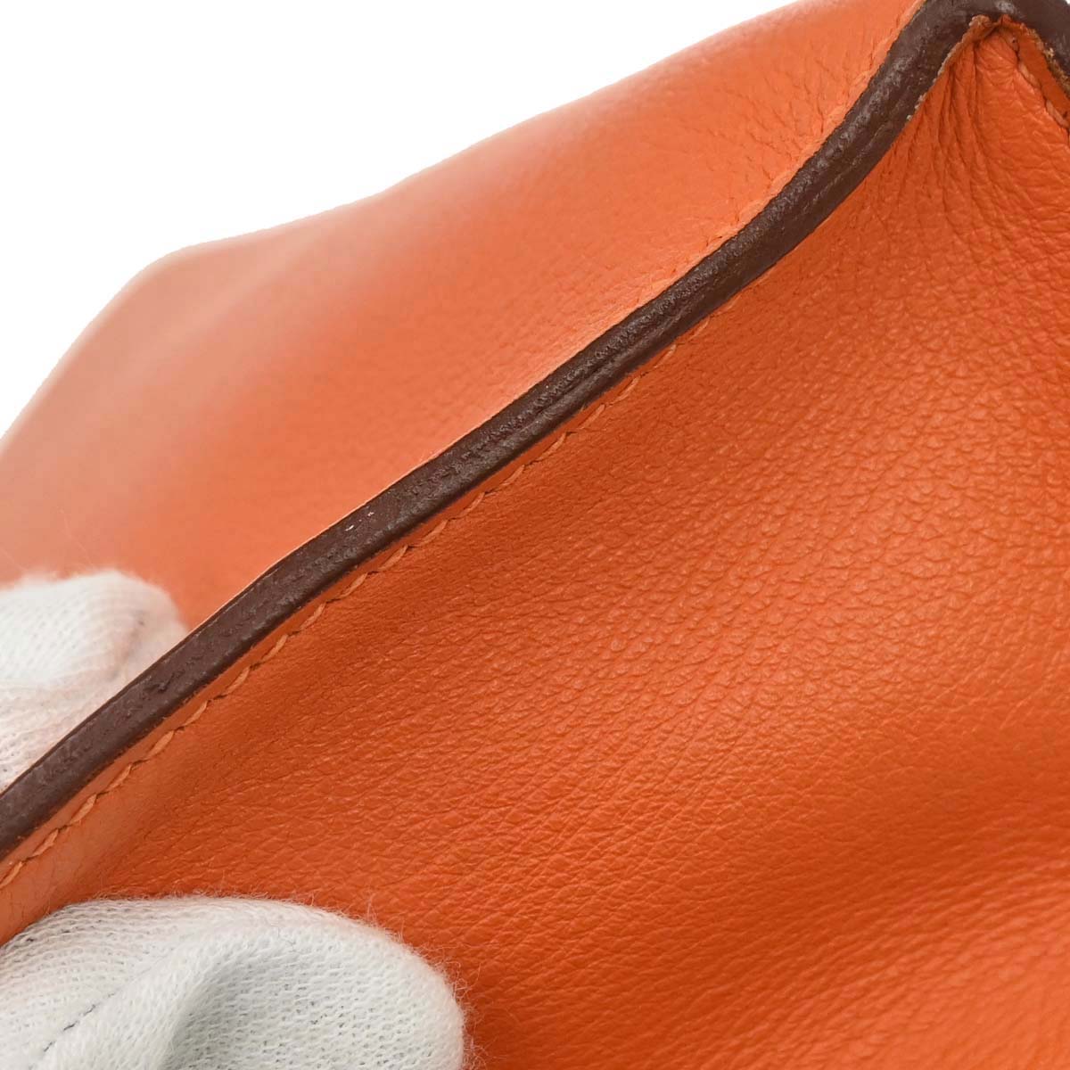 Hermes Orange Swift Kelly Pochette Handbag