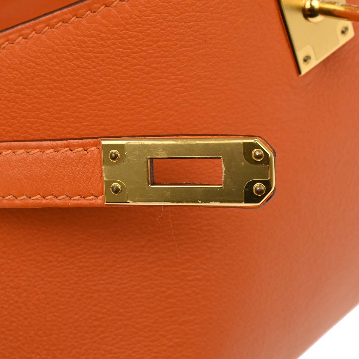 Hermes Orange Swift Kelly Pochette Handbag