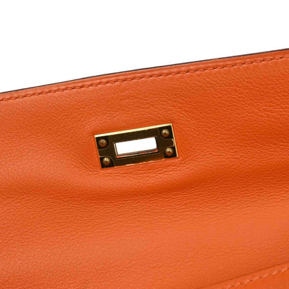 Hermes Orange Swift Kelly Pochette Handbag