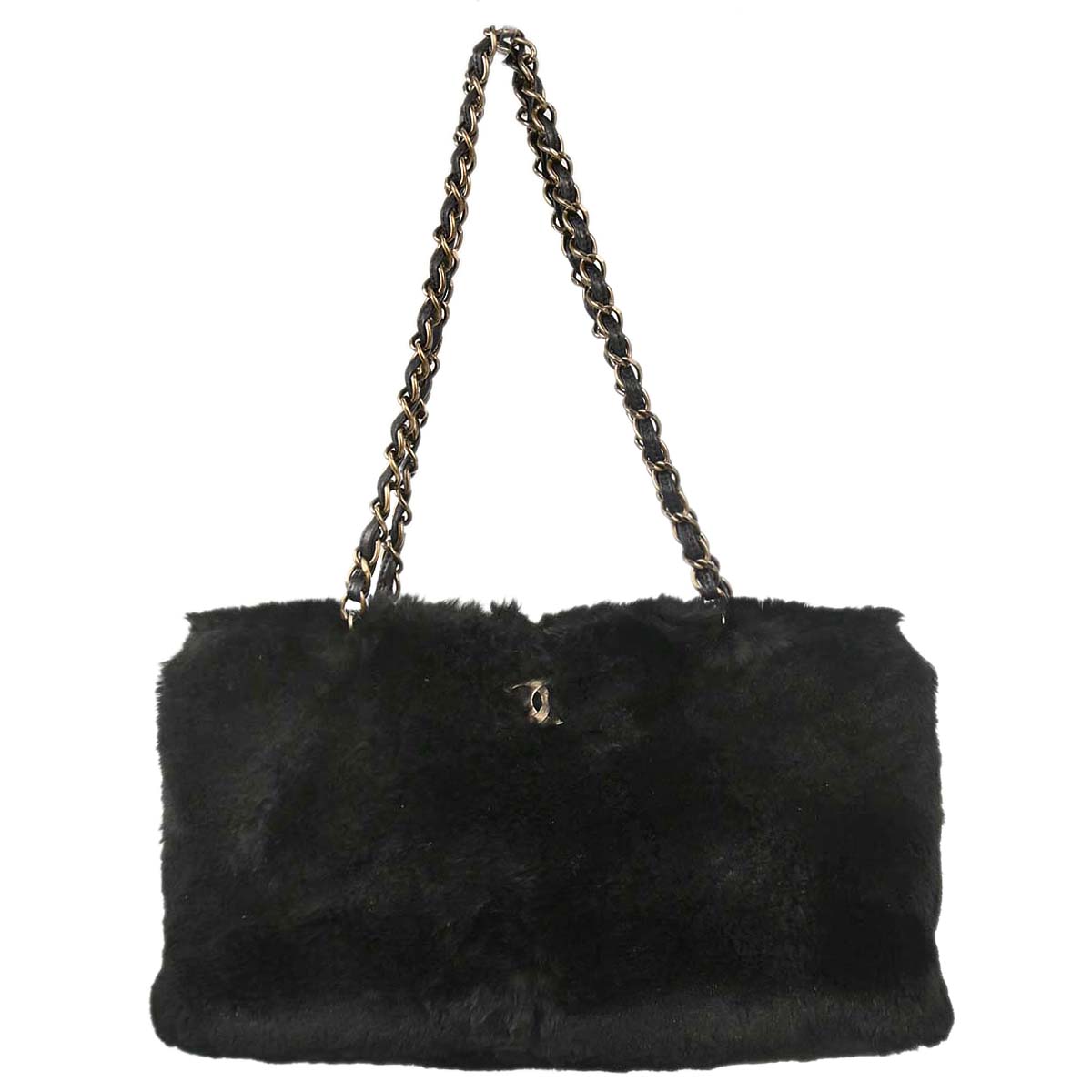 Chanel 2000-2001 Black Lapin Fur Tote Handbag
