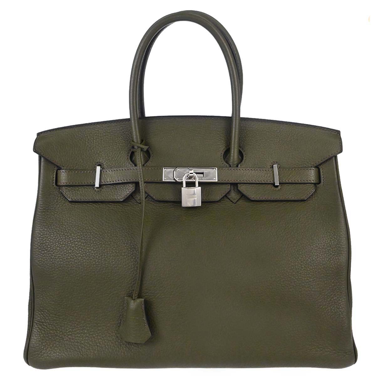 Hermes Vert Olive Taurillon Clemence Birkin 35 Handbag