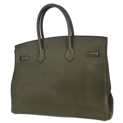 Hermes Vert Olive Taurillon Clemence Birkin 35 Handbag