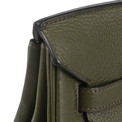 Hermes Vert Olive Taurillon Clemence Birkin 35 Handbag