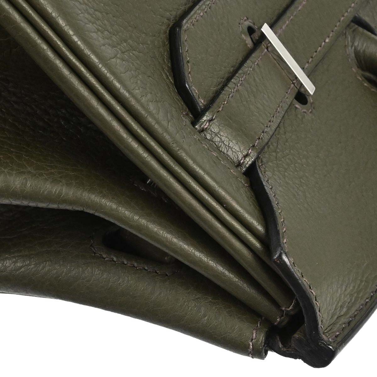 Hermes Vert Olive Taurillon Clemence Birkin 35 Handbag