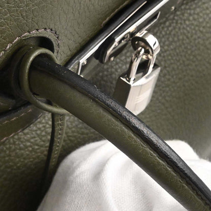 Hermes Vert Olive Taurillon Clemence Birkin 35 Handbag