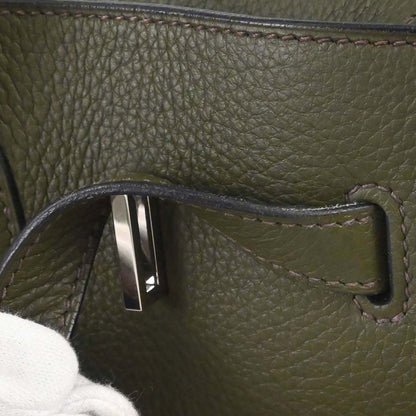 Hermes Vert Olive Taurillon Clemence Birkin 35 Handbag
