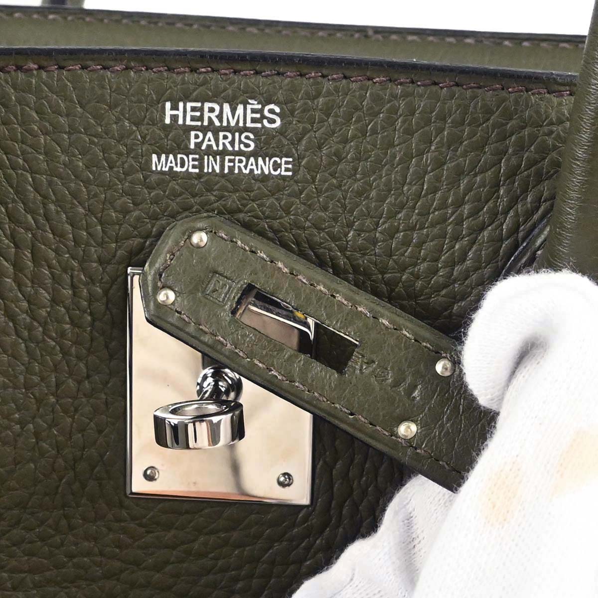 Hermes Vert Olive Taurillon Clemence Birkin 35 Handbag