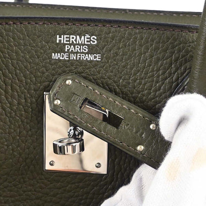 Hermes Vert Olive Taurillon Clemence Birkin 35 Handbag