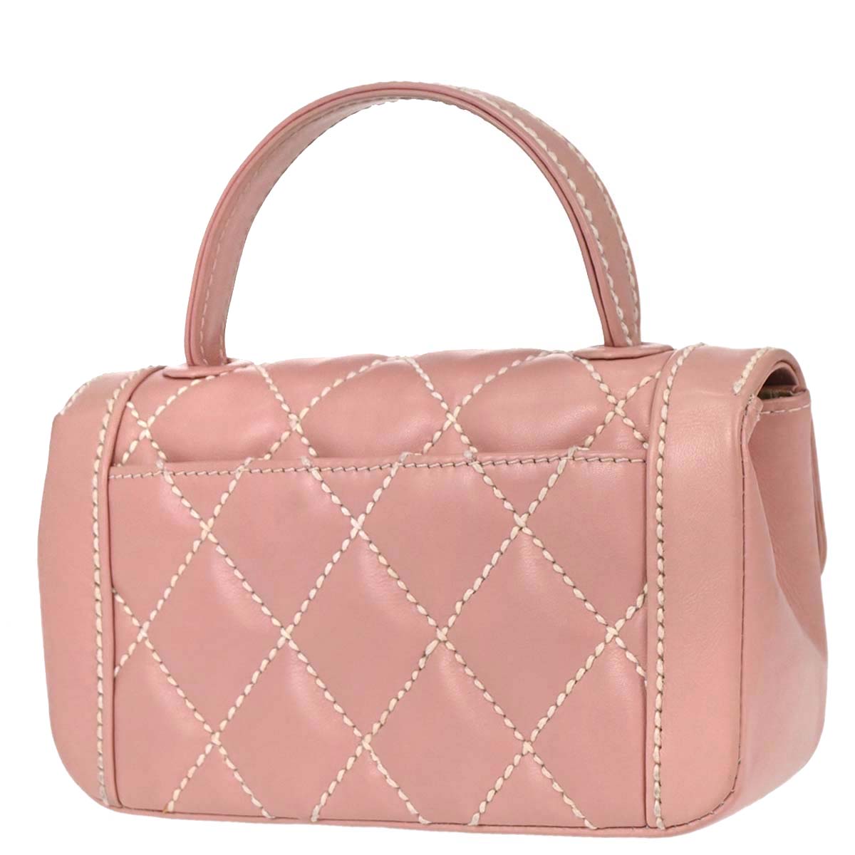 Chanel 2004-2005 Pink Calfskin Wild Stitch Handbag
