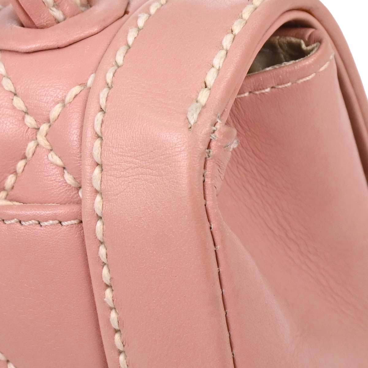 Chanel 2004-2005 Pink Calfskin Wild Stitch Handbag