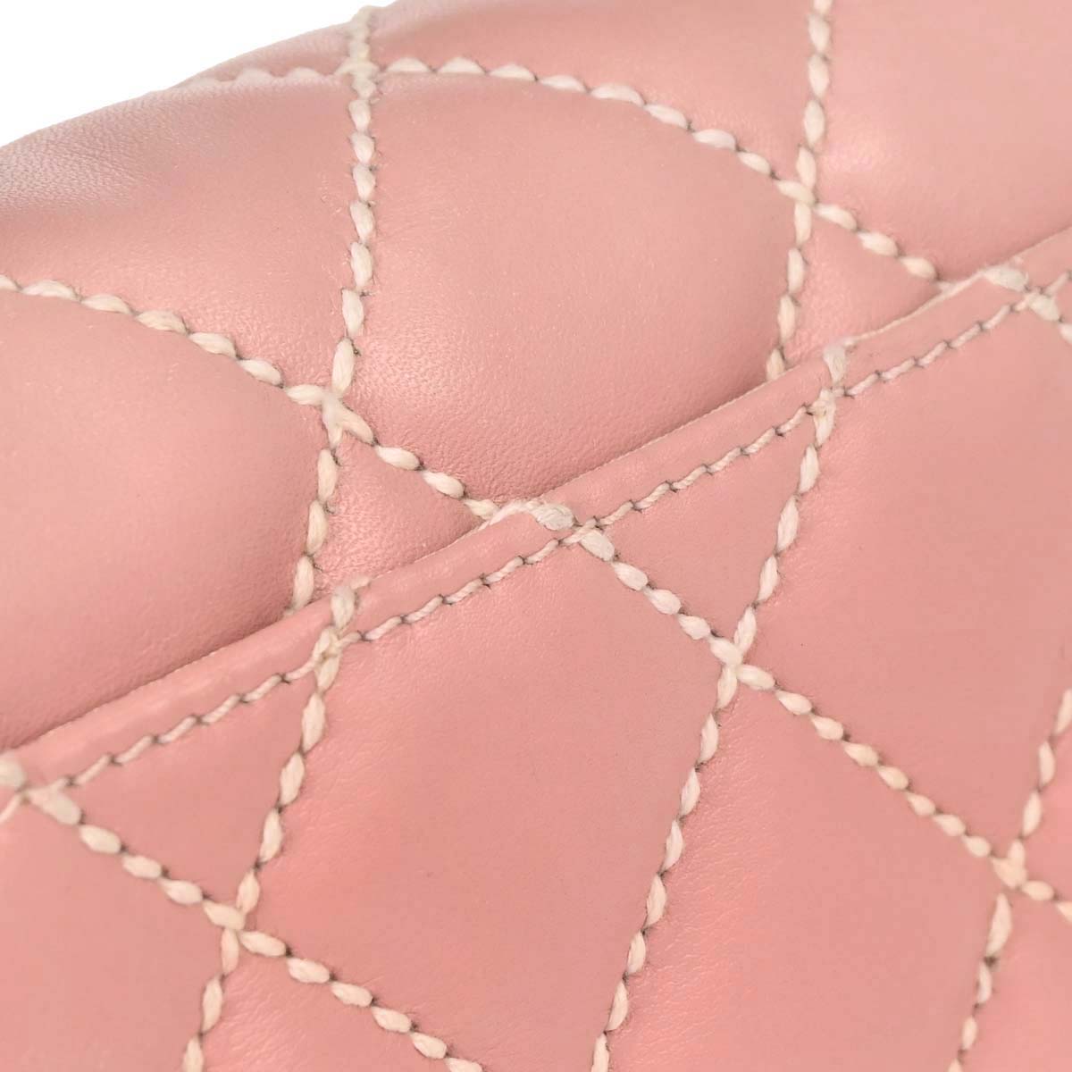 Chanel 2004-2005 Pink Calfskin Wild Stitch Handbag