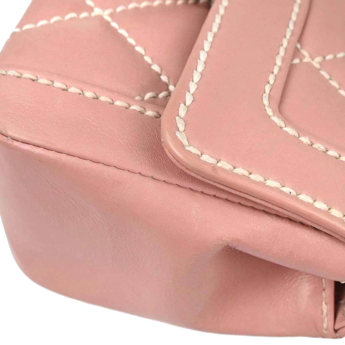 Chanel 2004-2005 Pink Calfskin Wild Stitch Handbag