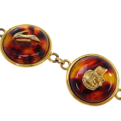 Chanel Medallion Charm Faux Tortoiseshell Chain Belt Gold 97P Small Good