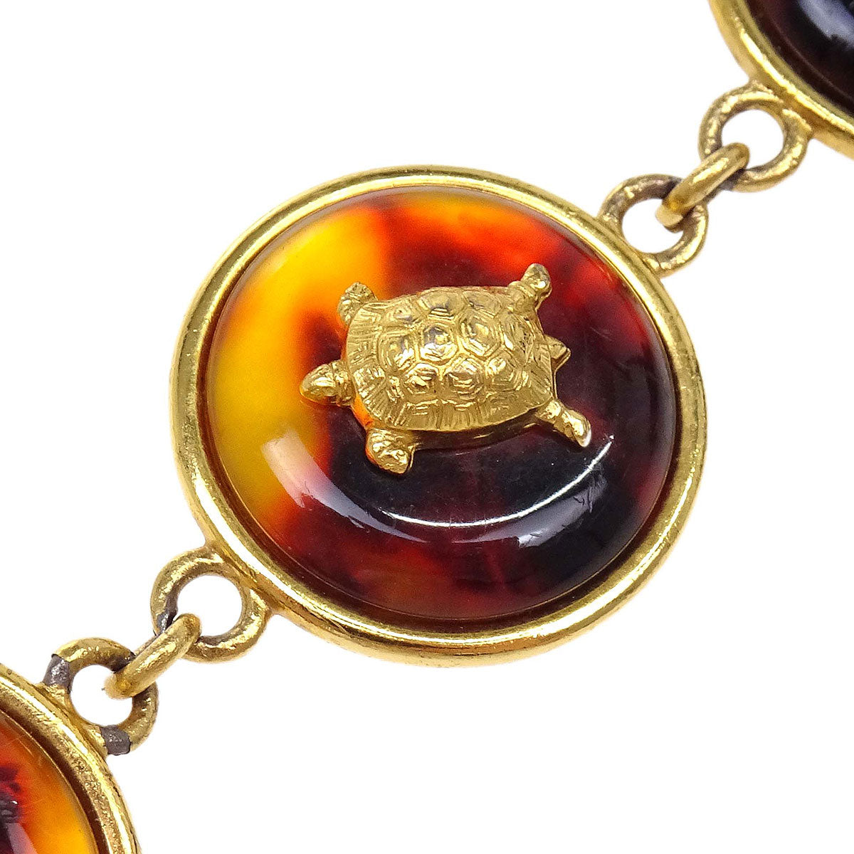 Chanel Medallion Charm Faux Tortoiseshell Chain Belt Gold 97P Small Good
