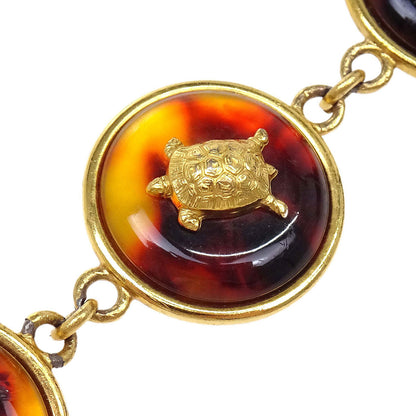 Chanel Medallion Charm Faux Tortoiseshell Chain Belt Gold 97P Small Good