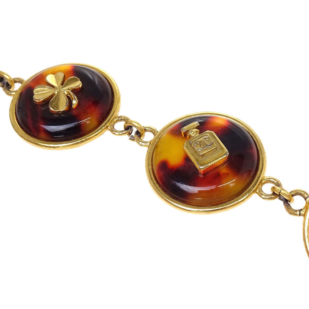 Chanel Medallion Charm Faux Tortoiseshell Chain Belt Gold 97P Small Good