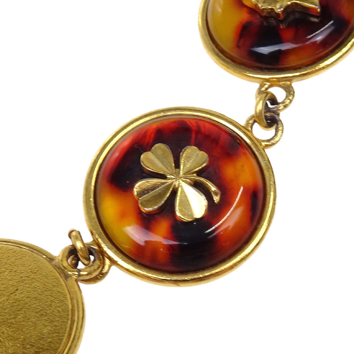 Chanel Medallion Charm Faux Tortoiseshell Chain Belt Gold 97P Small Good