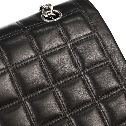 Chanel 2000-2001 Black Lambskin Choco Bar Mademoiselle Lock Shoulder Bag