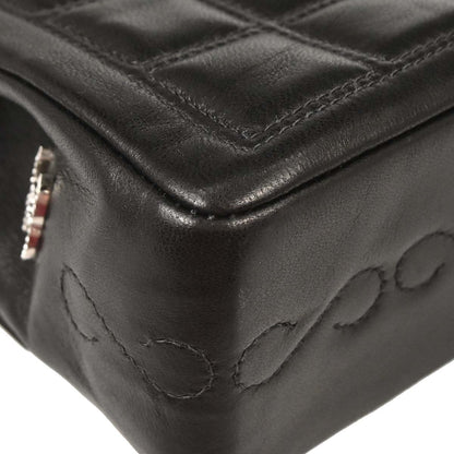 Chanel 2000-2001 Black Lambskin Choco Bar Mademoiselle Lock Shoulder Bag