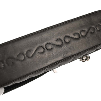 Chanel 2000-2001 Black Lambskin Choco Bar Mademoiselle Lock Shoulder Bag