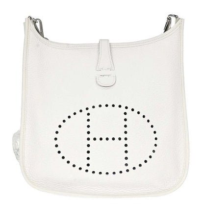 Hermes White Taurillon Clemence Evelyne 2 PM Shoulder Bag
