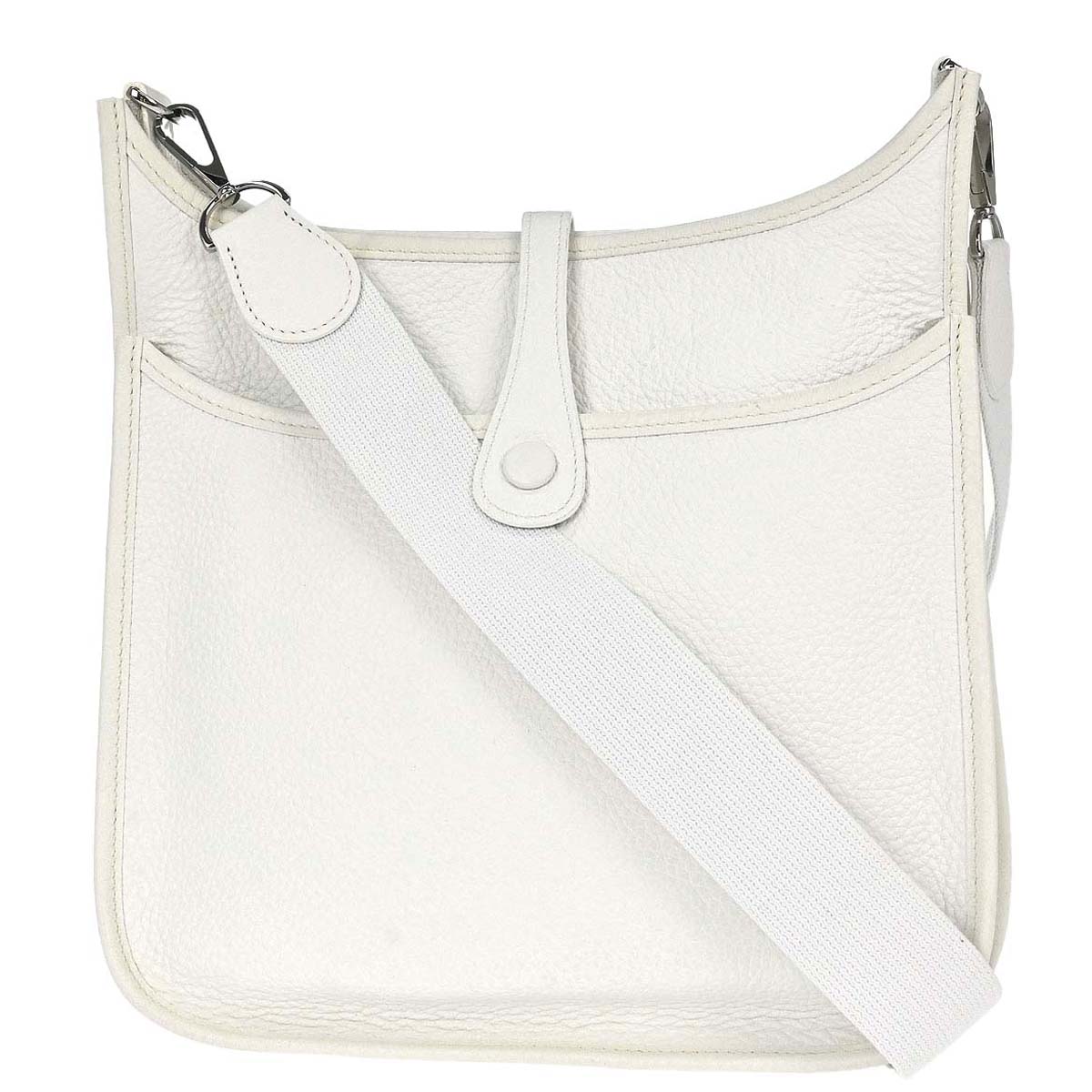 Hermes White Taurillon Clemence Evelyne 2 PM Shoulder Bag