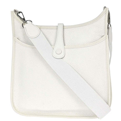 Hermes White Taurillon Clemence Evelyne 2 PM Shoulder Bag