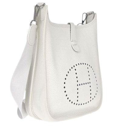 Hermes White Taurillon Clemence Evelyne 2 PM Shoulder Bag