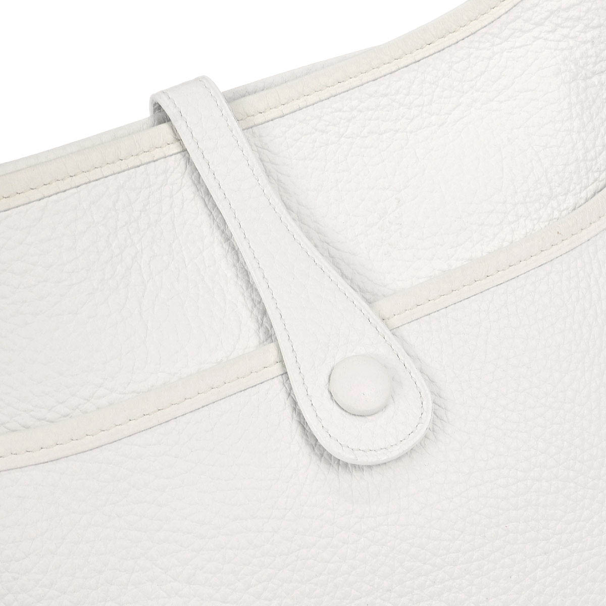 Hermes White Taurillon Clemence Evelyne 2 PM Shoulder Bag