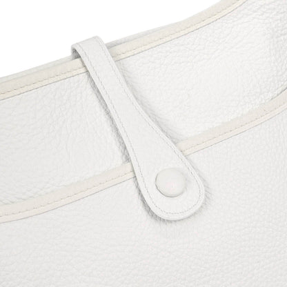 Hermes White Taurillon Clemence Evelyne 2 PM Shoulder Bag