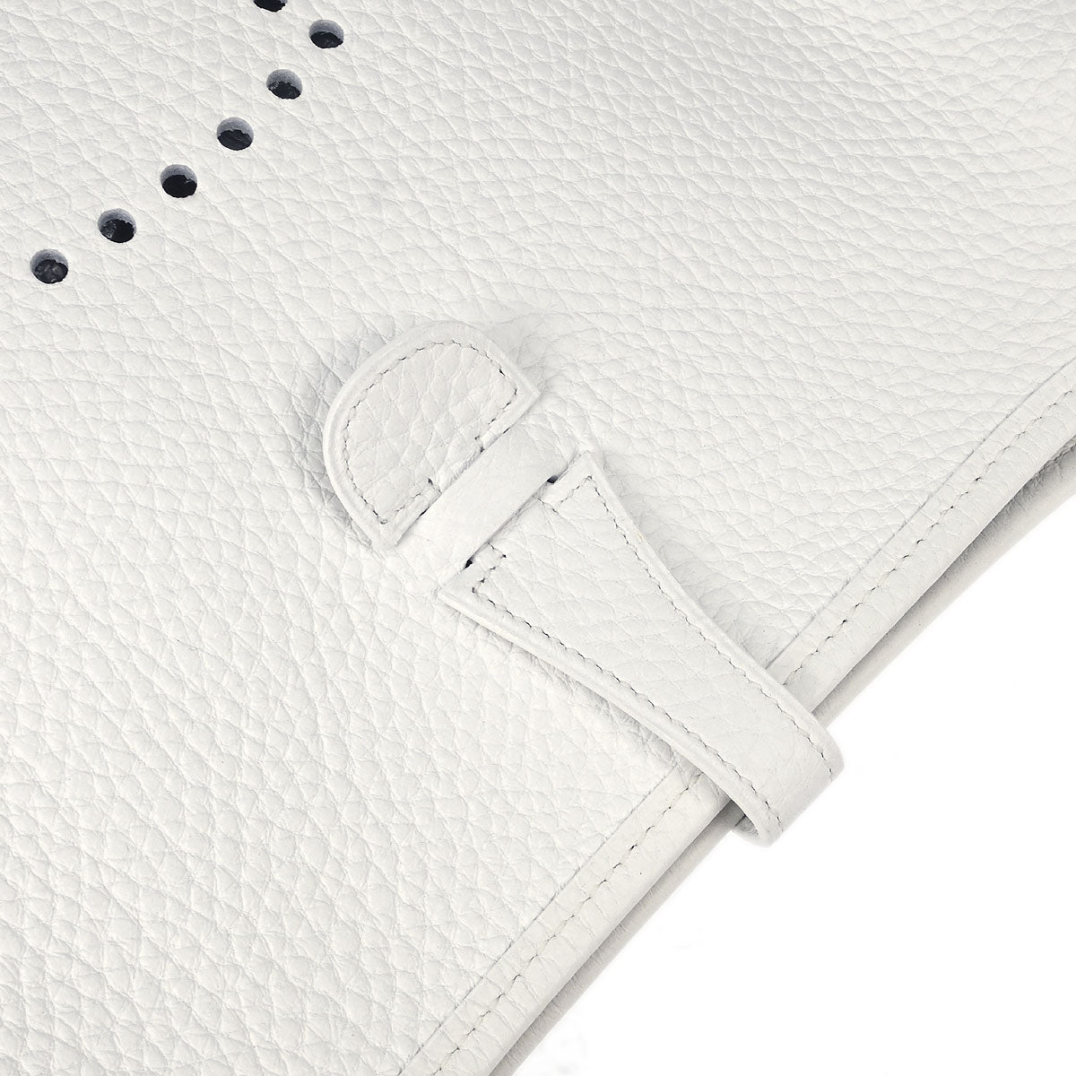 Hermes White Taurillon Clemence Evelyne 2 PM Shoulder Bag