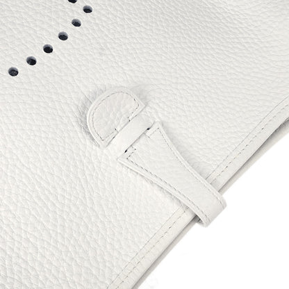Hermes White Taurillon Clemence Evelyne 2 PM Shoulder Bag