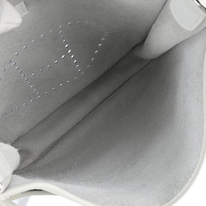 Hermes White Taurillon Clemence Evelyne 2 PM Shoulder Bag